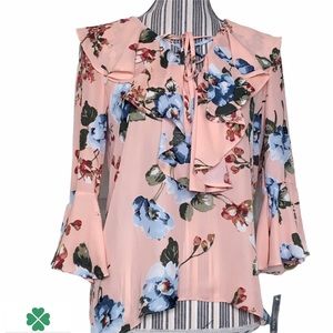 NWT My Michelle Peach 3/4 Sleeves Ruffled Blouse